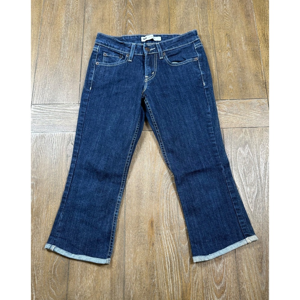 Levi's 518 Superlow Dark Wash Cropped Capri Jeans Cuffed 3206